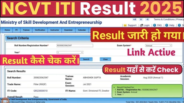 NCVT ITI Result 2025