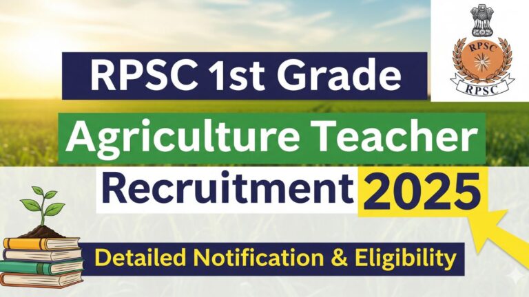 RPSC 1st Grade Agriculture Teacher Recruitment